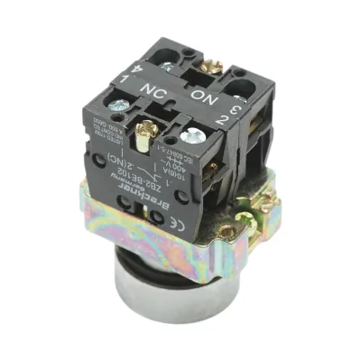 Pulsante in metallo verde con ritorno 1NO+1NC, 400V/10A, LAY5 Breckner Germany - immagine 4