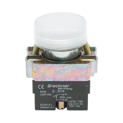Pulsante indicatore LED bianco 220V LAY5 Breckner Germany