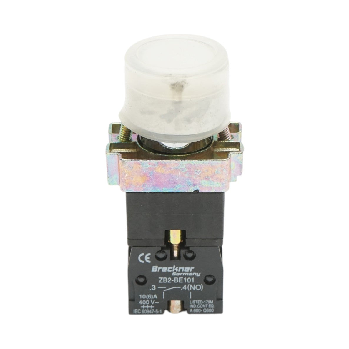 Pulsante indicatore LED bianco con protezione 1NC, 400V/10A, LAY5 Breckner Germany