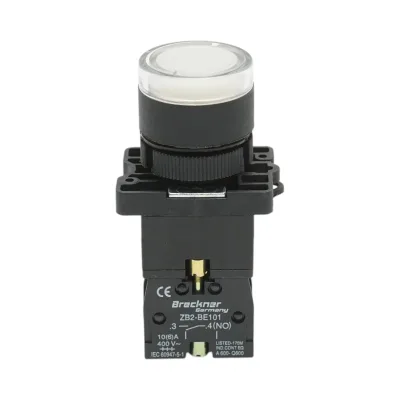 Pulsante indicatore LED bianco con resistenza integrata 1NO, 220V, LAY5 Breckner Germany