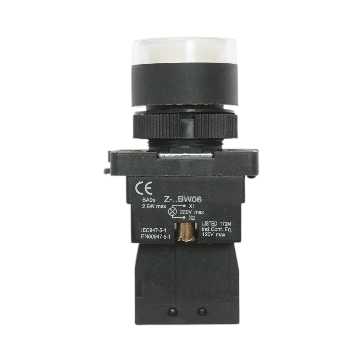 Pulsante indicatore LED bianco con resistenza integrata 1NO, 220V, LAY5 Breckner Germany - immagine 5