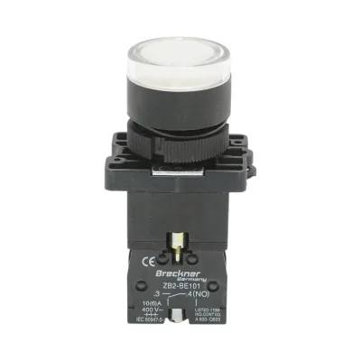 Pulsante indicatore LED bianco con resistenza integrata 1NO, 24V, LAY5 Breckner Germany
