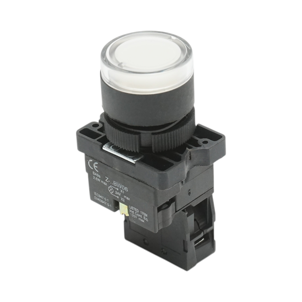Pulsante indicatore LED bianco con resistenza integrata 1NO, 24V, LAY5 Breckner Germany - immagine 3