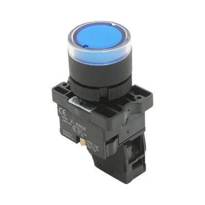 Pulsante indicatore LED blu con resistenza integrata 1NO, 220V, LAY5 Breckner Germany - immagine 5