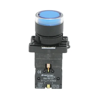 Pulsante indicatore LED blu con resistenza integrata 1NO, 24V, LAY5 Breckner Germany