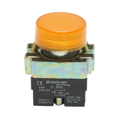 Pulsante indicatore LED giallo 220V LAY5 Breckner Germany