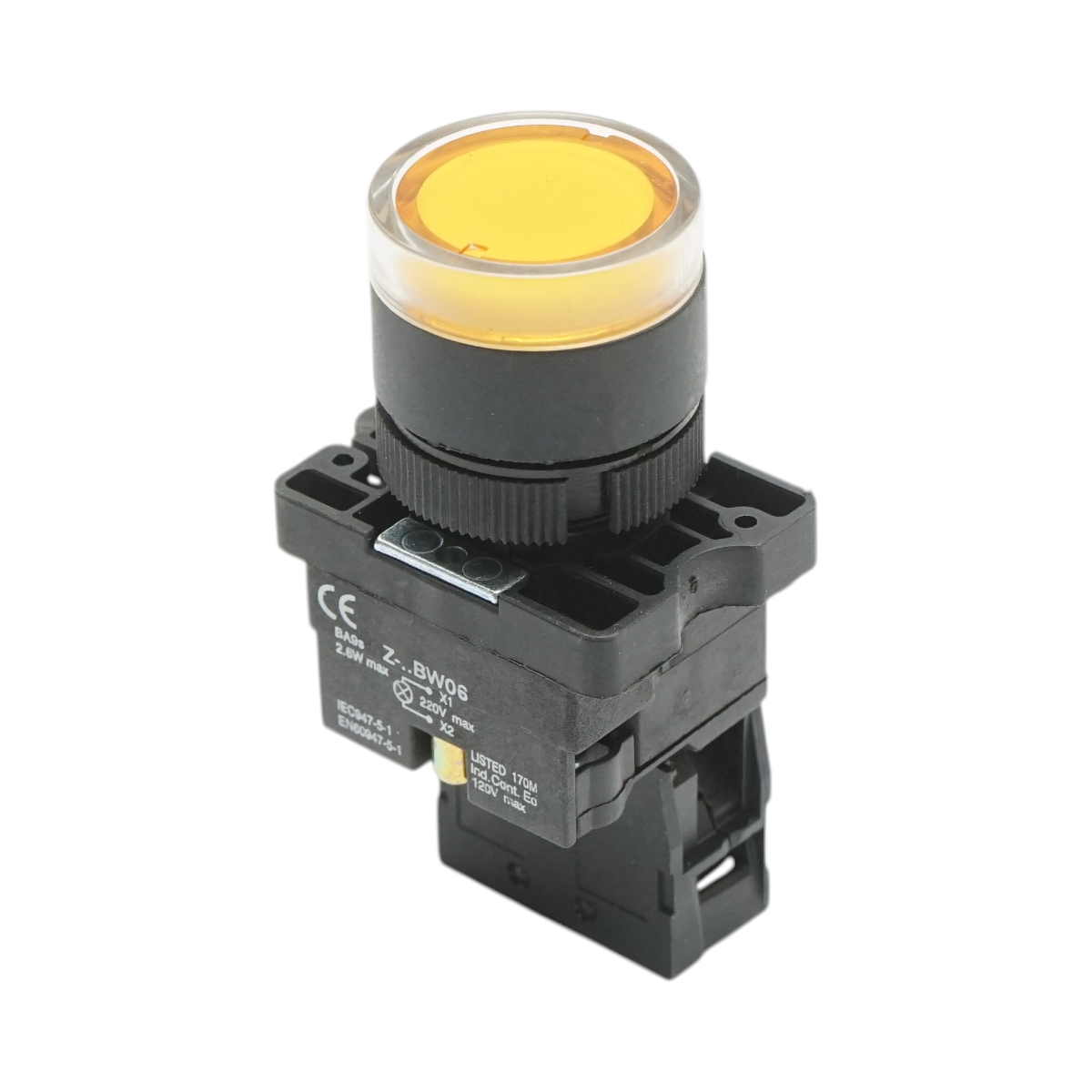 Pulsante indicatore LED giallo con resistenza integrata 1NO, 220V, LAY5 Breckner Germany - immagine 5