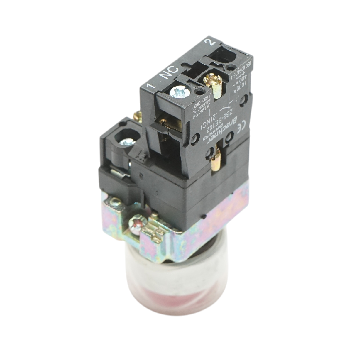 Pulsante indicatore LED rosso con protezione 1NC, 400V/10A, LAY5 Breckner Germany - immagine 4