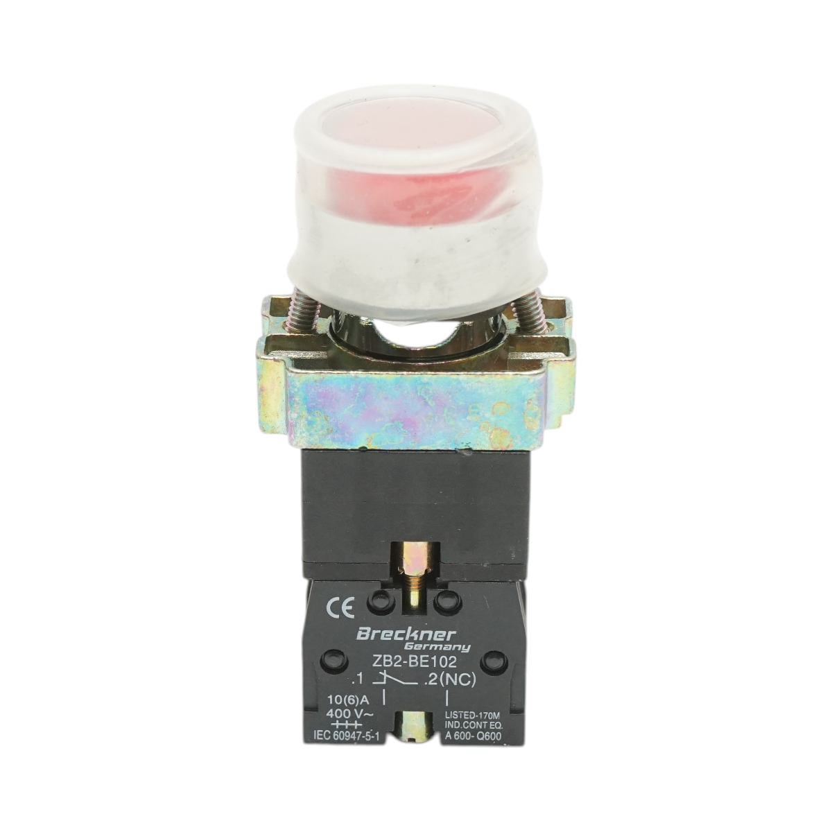 Pulsante indicatore LED rosso con protezione 1NC, 400V/10A, LAY5 Breckner Germany