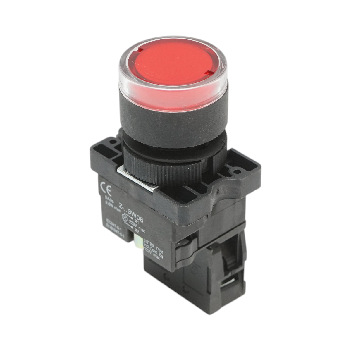 Pulsante indicatore LED rosso con resistenza integrata 1NC, 220V, LAY5 Breckner Germany - immagine 3