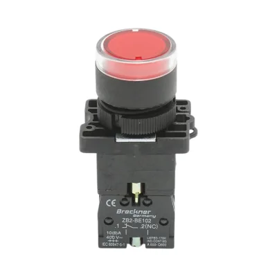 Pulsante indicatore LED rosso con resistenza integrata 1NC, 24V LAY5 Breckner Germany