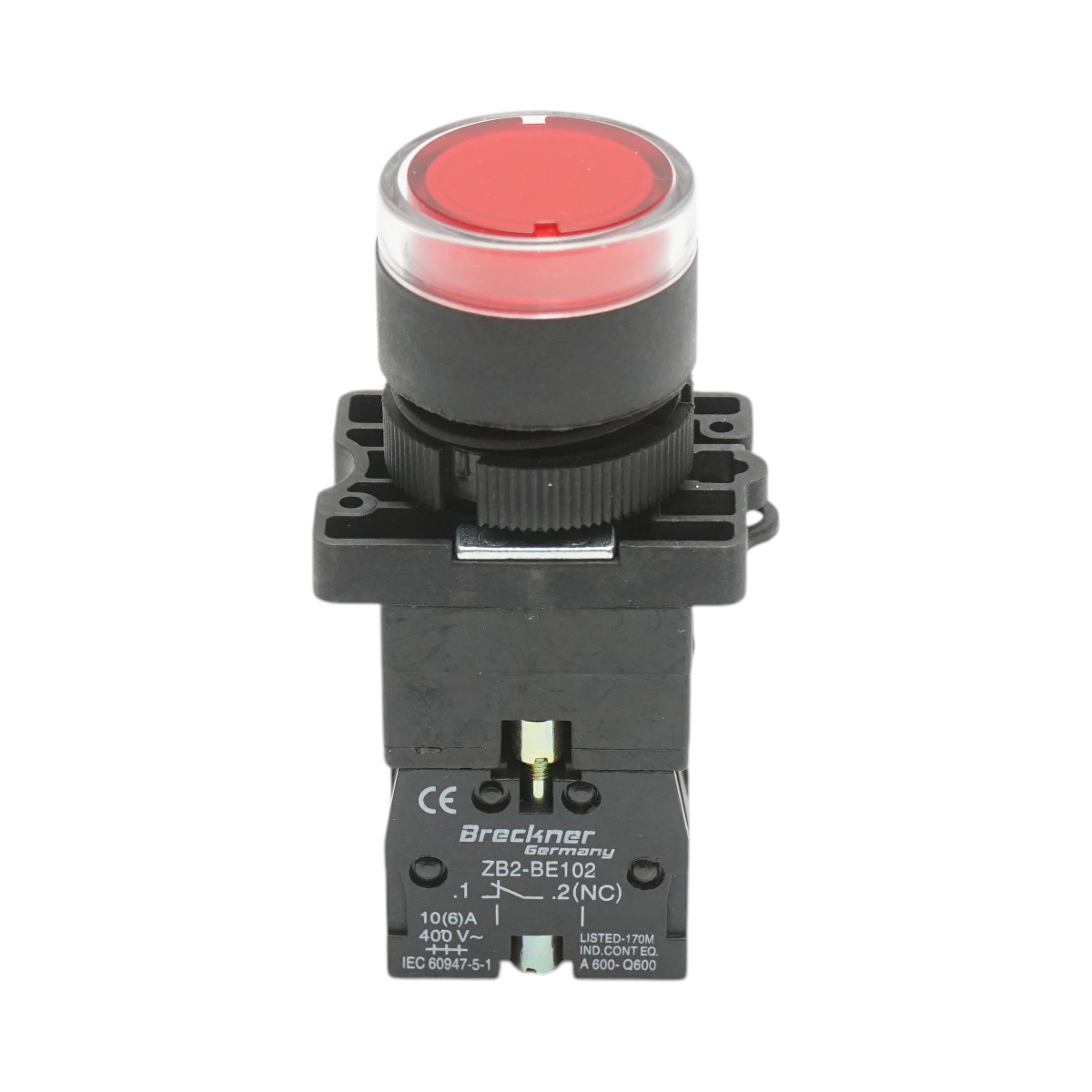 Pulsante indicatore LED rosso con resistenza integrata 1NC, 24V LAY5 Breckner Germany
