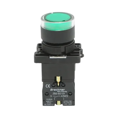 Pulsante indicatore LED verde con resistenza integrata 1NO, 220V, LAY5 Breckner Germany