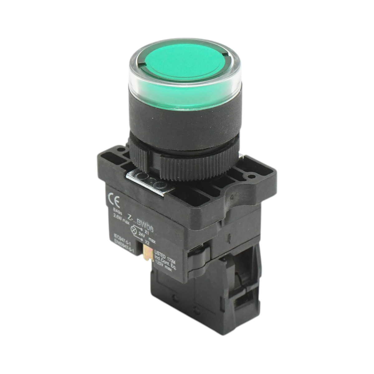 Pulsante indicatore LED verde con resistenza integrata 1NO, 24V LAY5 Breckner Germany - immagine 3