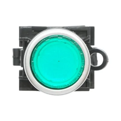 Pulsante luminoso 24V AC/DC LED verde con ritorno 1NO+1NC, 10A/600V AC, 1A/250V DC LA42 Breckner Germany - immagine 3