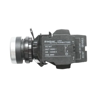 Pulsante luminoso 24V AC/DC LED verde con ritorno 1NO+1NC, 10A/600V AC, 1A/250V DC LA42 Breckner Germany - immagine 4