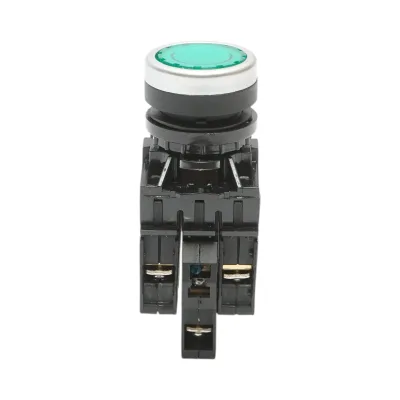 Pulsante luminoso 24V AC/DC LED verde con ritorno 1NO+1NC, 10A/600V AC, 1A/250V DC LA42 Breckner Germany - immagine 2