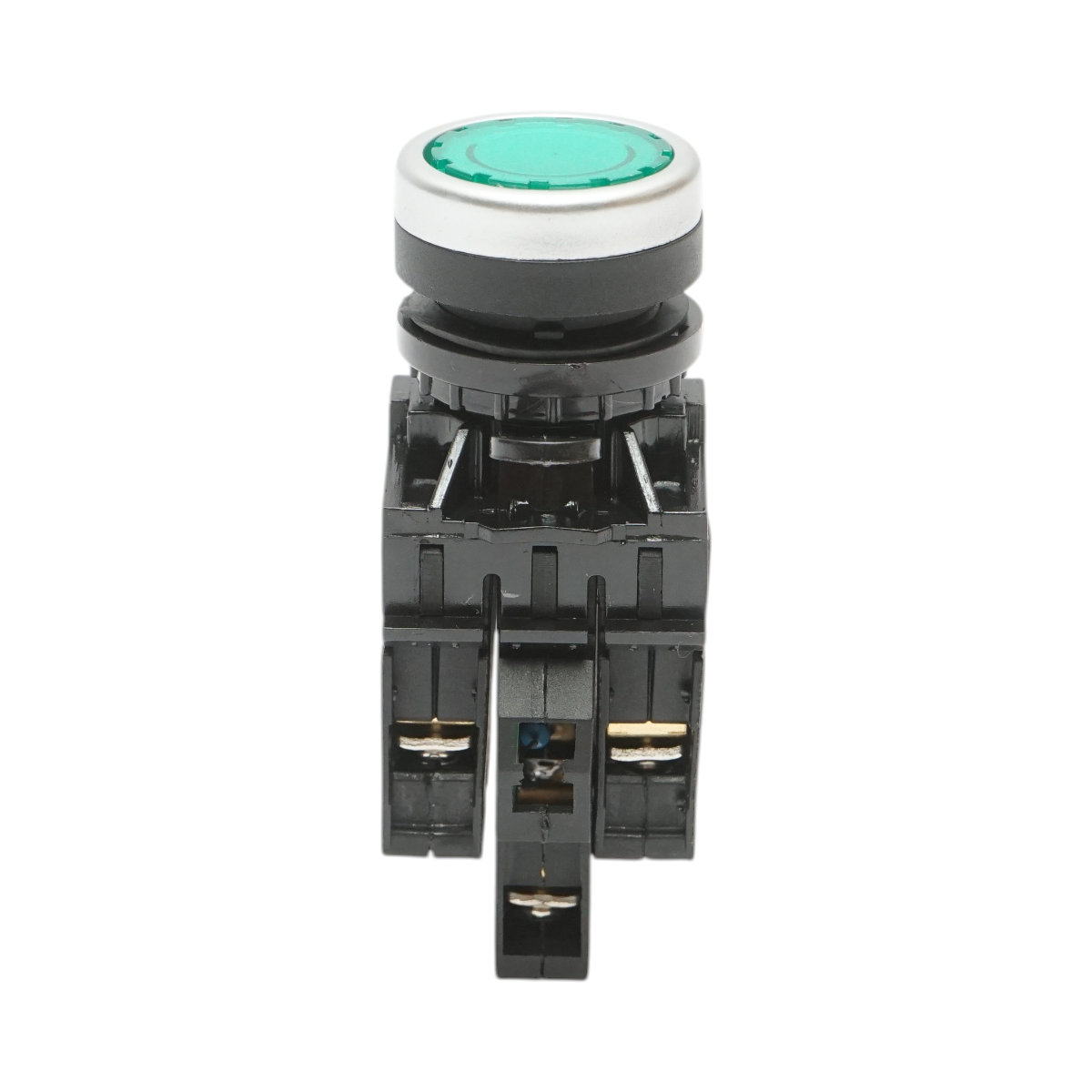 Pulsante luminoso 24V AC/DC LED verde con ritorno 1NO+1NC, 10A/600V AC, 1A/250V DC LA42 Breckner Germany - immagine 2