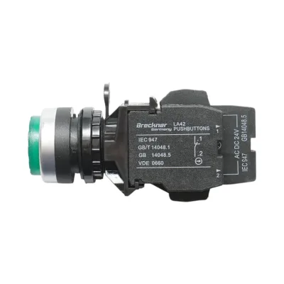 Pulsante luminoso convesso 24V AC/DC LED verde con ritorno 1NO+1NC, 10A/600V AC, 1A/250V DC LA42 Breckner Germany - immagine 4