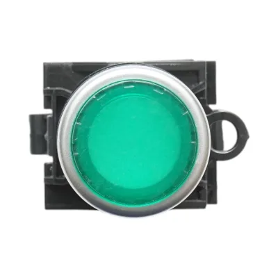 Pulsante luminoso convesso 24V AC/DC LED verde con ritorno 1NO+1NC, 10A/600V AC, 1A/250V DC LA42 Breckner Germany - immagine 3