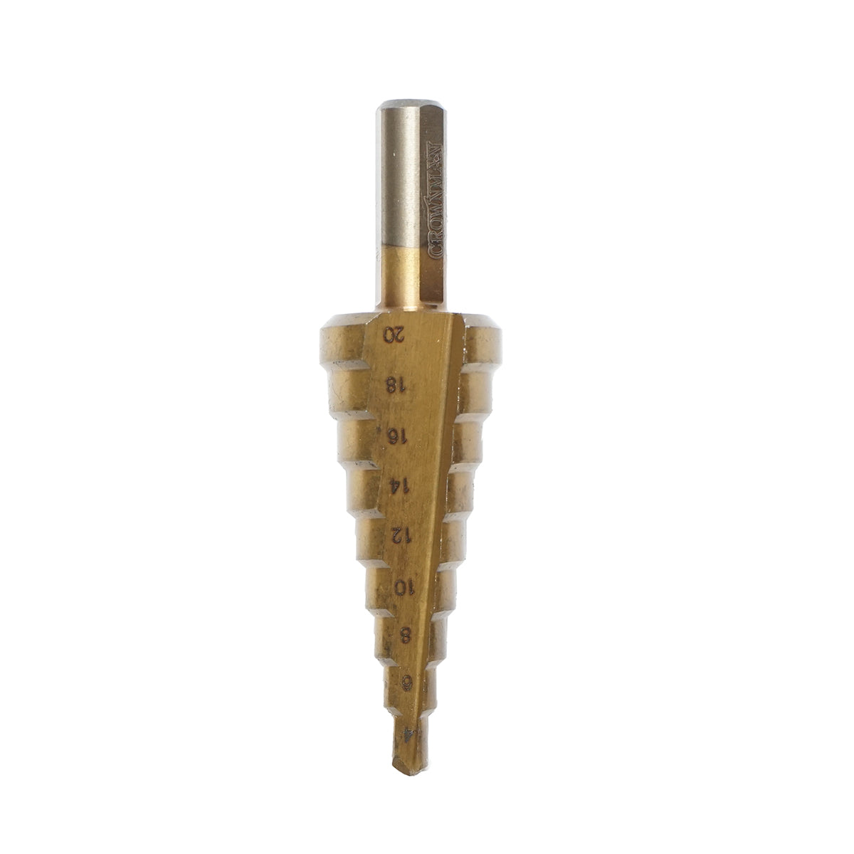 Punta conica Crownman a 9 gradini da 4 a 20 mm in acciaio HSS 4241 per metallo, alluminio, legno, plastica, ottone - immagine 4