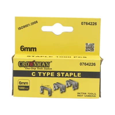 Punti metallici tipo C 0,7x11,3x6mm 1000 pezzi/set Crownman - immagine 2