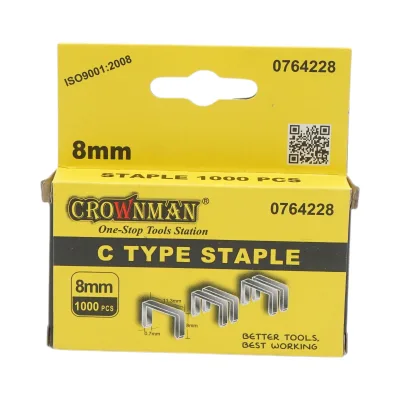 Punti metallici tipo C 0,7x11,3x8mm 1000 pezzi/set Crownman - immagine 2