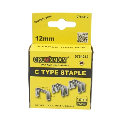 Punti metallici tipo C 1,2x11,3x12mm 1000 pezzi/set Crownman - immagine 2