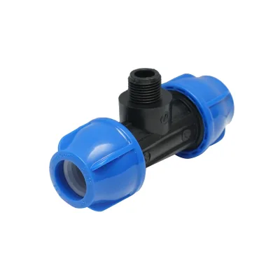 Quadrato a T di compressione con filettatura esterna maschio a 90 gradi D25x25mmx1/2, PN16 bar per sistemi di irrigazione. - immagine 3