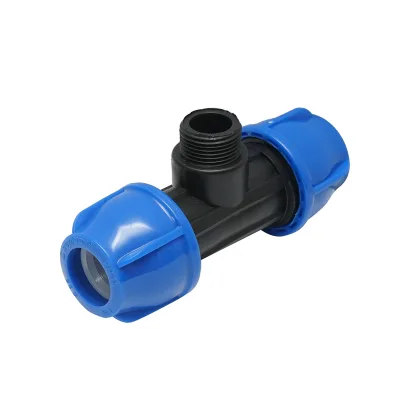Quadrato a T di compressione con filettatura esterna maschio a 90 gradi D25x25mmx3/4, PN16 bar per sistemi di irrigazione - immagine 2