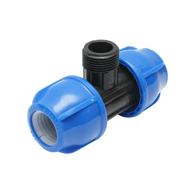 Quadrato a T di compressione con filettatura esterna maschio a 90 gradi D32x32mmx1, PN16 bar per sistemi di irrigazione - immagine 2