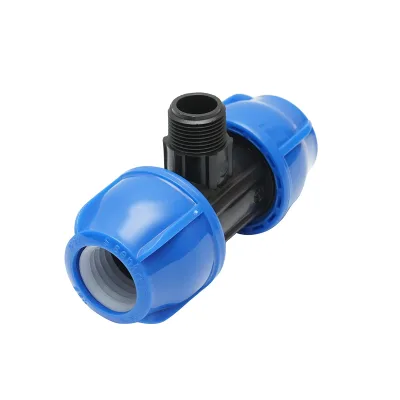 Quadrato a T di compressione con filettatura esterna maschio a 90 gradi D32x32mmx3/4, PN16 bar per sistemi di irrigazione. - immagine 3