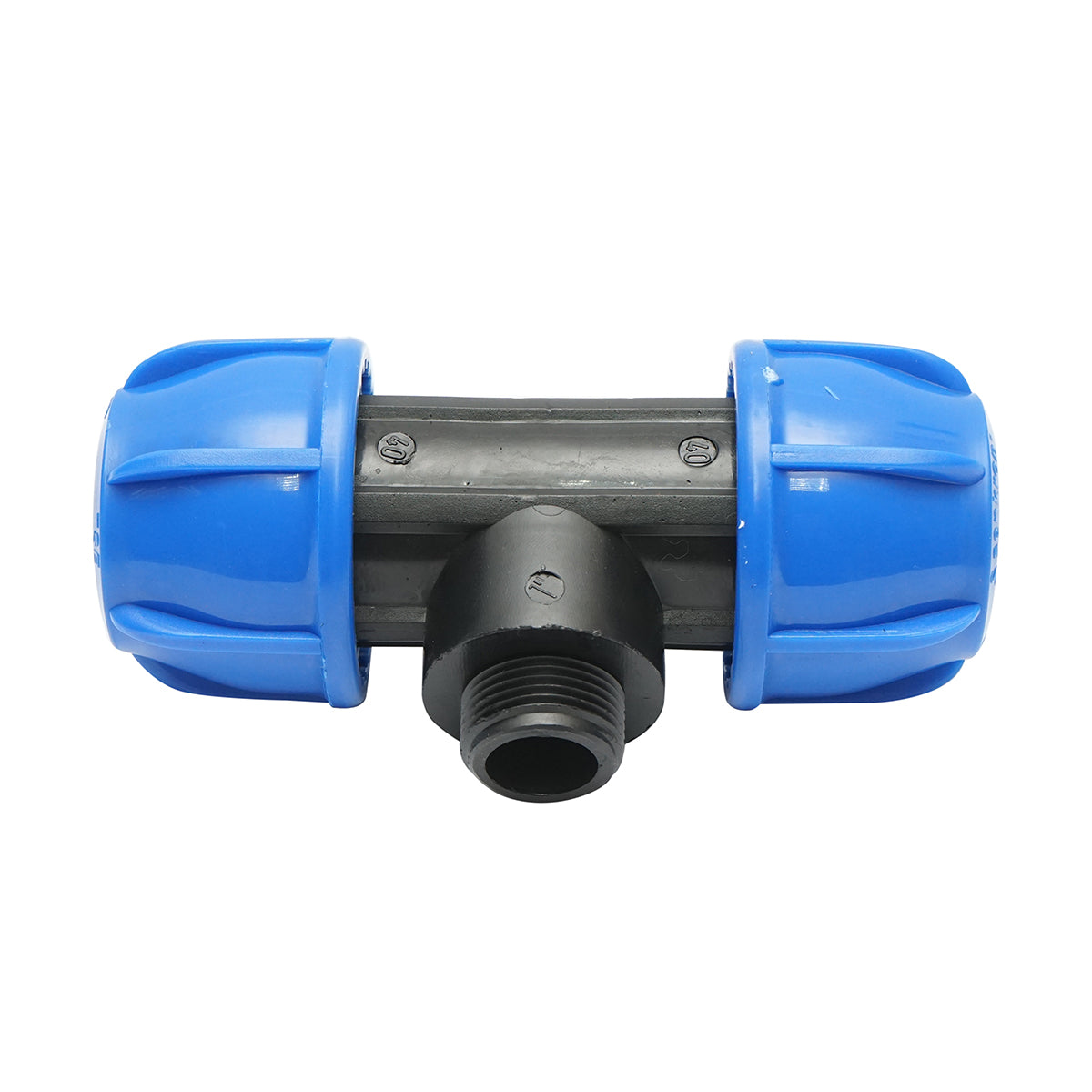 Quadrato a T di compressione con filettatura esterna maschio a 90 gradi D40x40mmx1, PN16 bar per sistemi di irrigazione - immagine 2