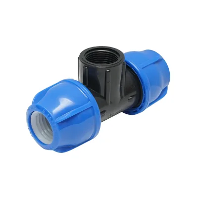 Quadrato a T di compressione con filettatura interna femmina a 90 gradi D32x32mmx1, PN16 bar per sistemi di irrigazione - immagine 3