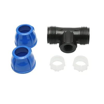 Quadrato a T di compressione con filettatura interna femmina a 90 gradi D32x32mmx3/4, PN16 bar per sistemi di irrigazione. - immagine 4