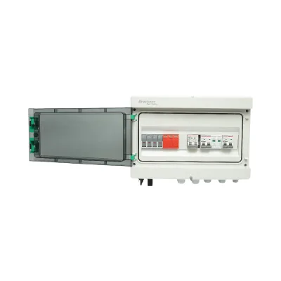 Quadro fusibili equipaggiato DC/AC 3–5 kW con protezione batterie 100 Ah per inverter ON/OFF Grid prosumer Breckner Germany