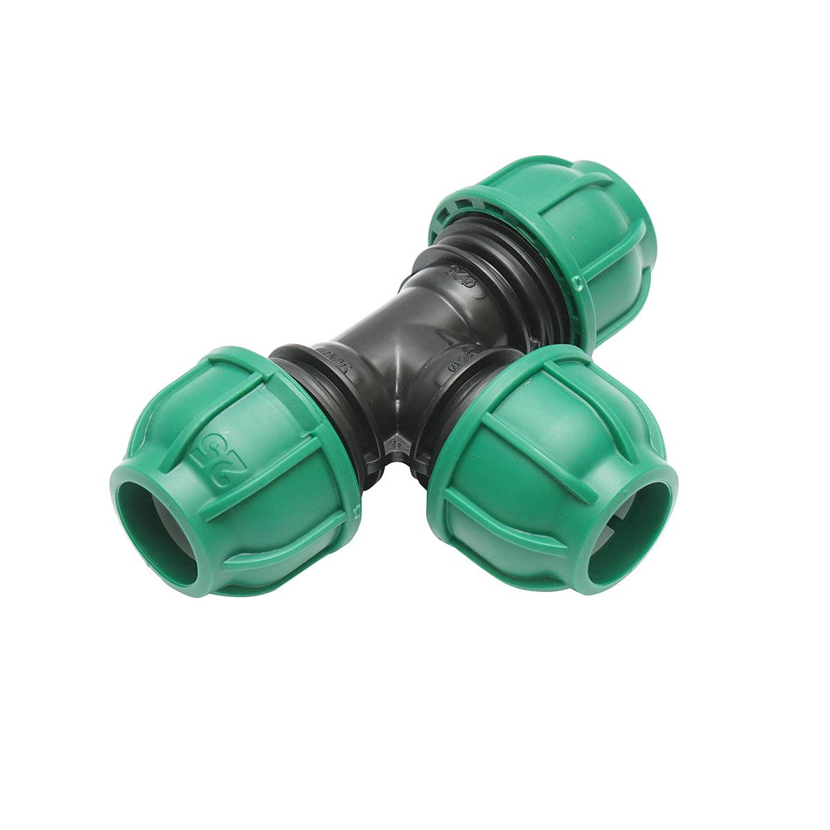 Raccordo a Compressione a "T" 25mm X 25mm X 25mm per sistemi irrigazione Raccordo/Manicotto/Connettore Giunto a T per tubo irigazione - immagine 3