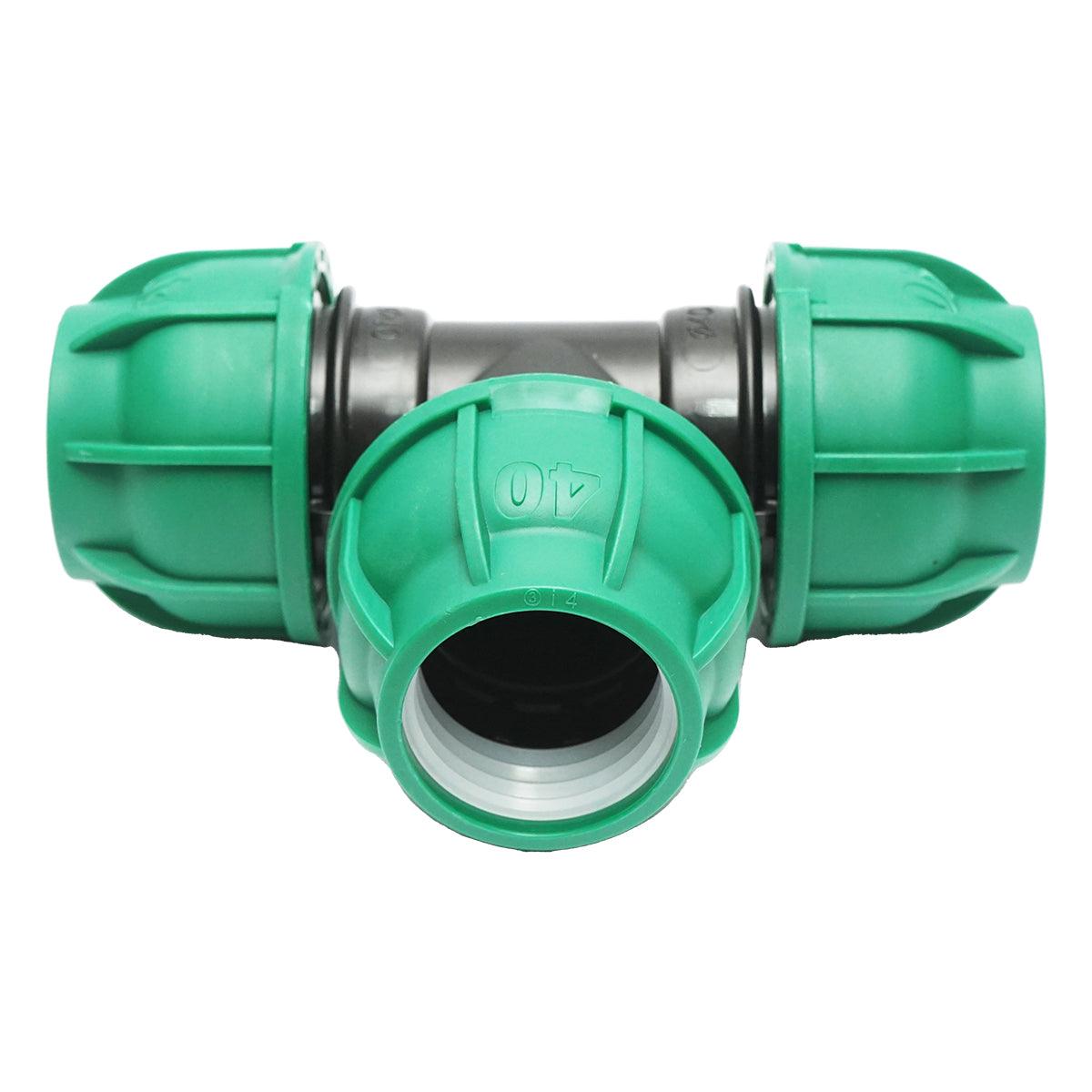 Raccordo a Compressione a "T" 40mm X 40mm X 40mm per sistemi irrigazione Raccordo/Manicotto/Connettore Giunto a T per tubo irigazione - immagine 2
