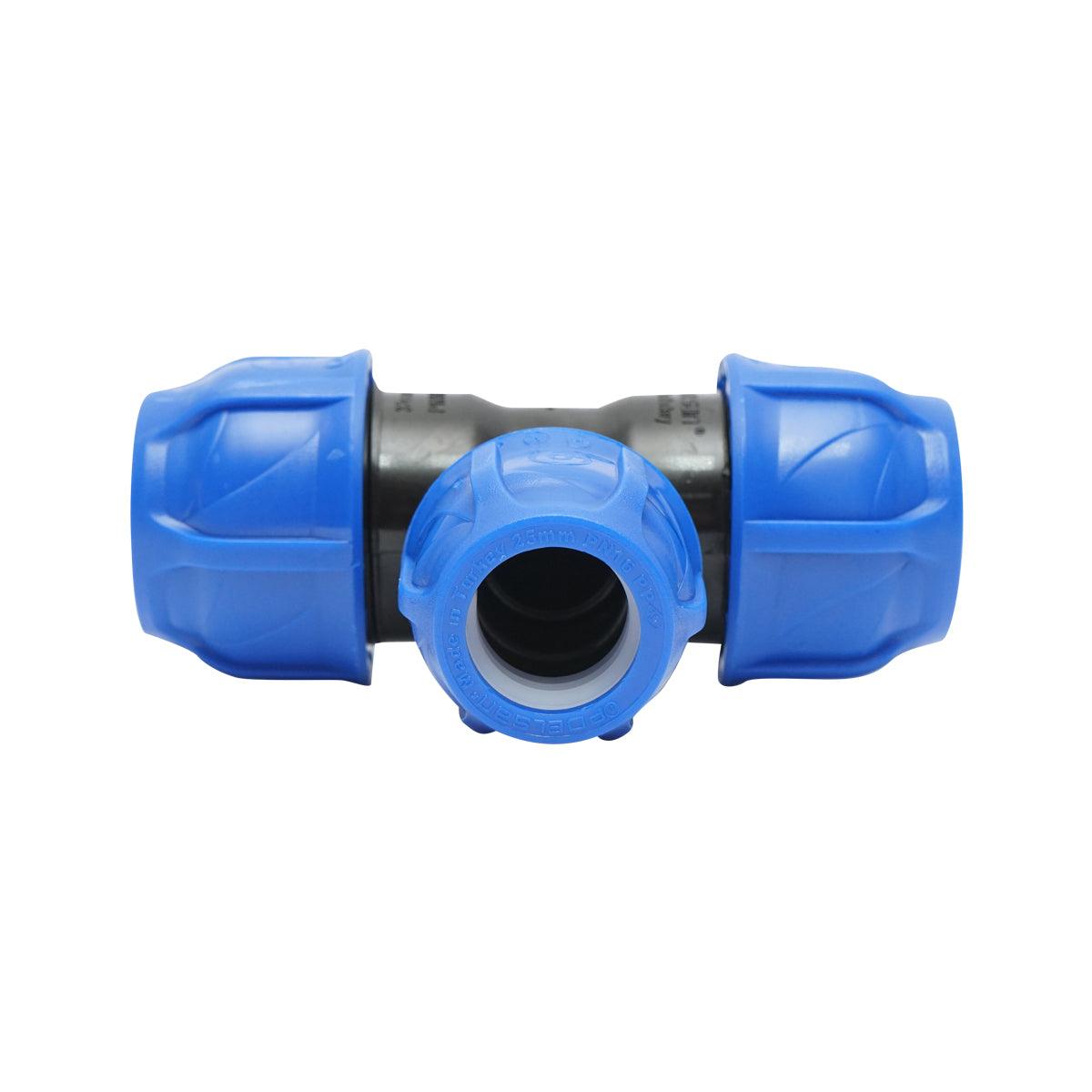 Raccordo a Compressione a T PN16-32X25X32mm per sistemi irrigazione Raccordo/Manicotto/Connettore a T per tubo irigazione - immagine 2