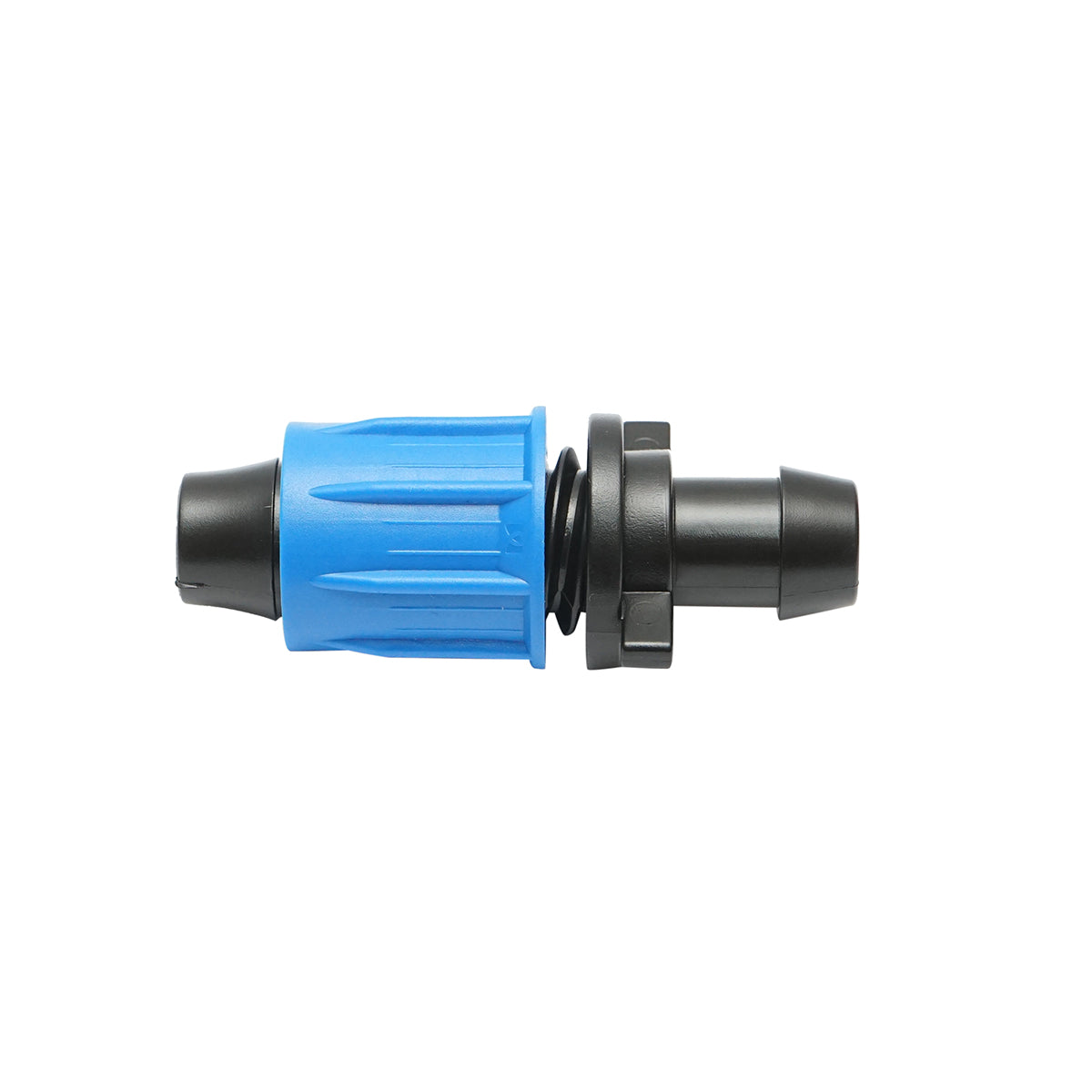 Raccordo con giunto per collegamento di tubo di gocciolamento D16x15mm per sistemi di irrigazione.