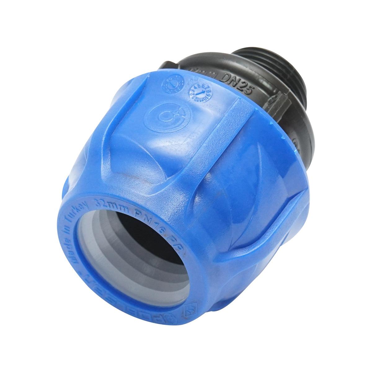Raccordo Maschio a compressione 32mm X 3/4", PN16 per sistemi di irrigazione Manicotto Raccordo Tubi Raccordo di giunzione a compressione 25mm X 3/4", PN16 per sistemi di irrigazione - immagine 3