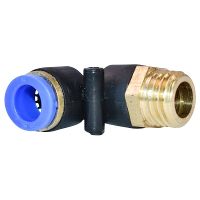 Raccordo rapido  gomito in plastica e vite in metallo fi 10 con M16 - immagine 2