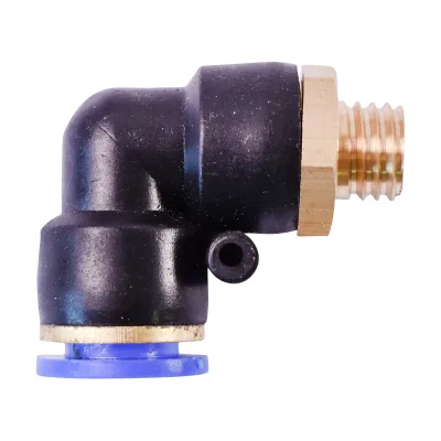 Raccordo rapido  gomito in plastica e vite in metallo fi 12 con M12