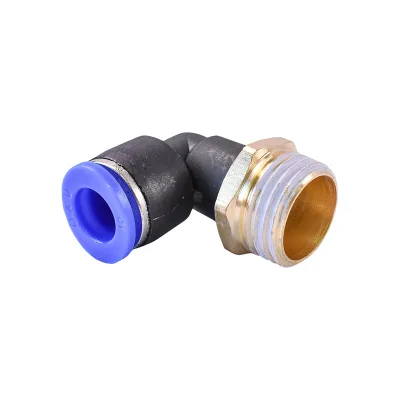 Raccordo rapido a gomito in plastica e vite in metallo fi 10 cono 1/2