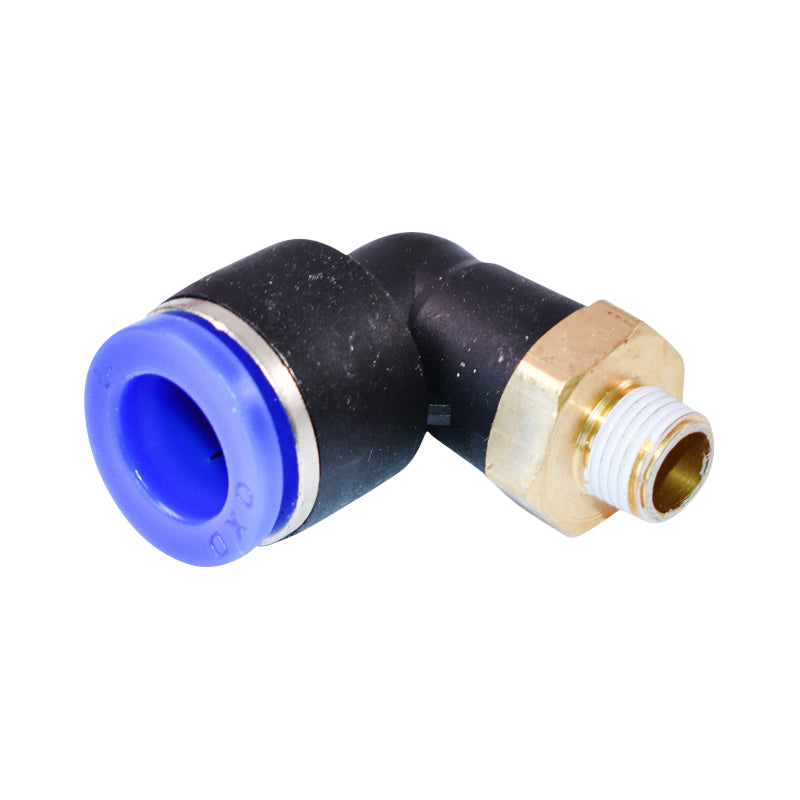 Raccordo rapido a gomito in plastica e vite in metallo fi 12 con 1/8 - immagine 2