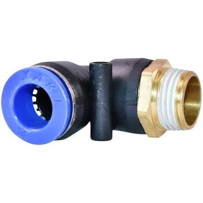 Raccordo rapido a gomito in plastica e vite in metallo fi 14 con 1/2 - immagine 2
