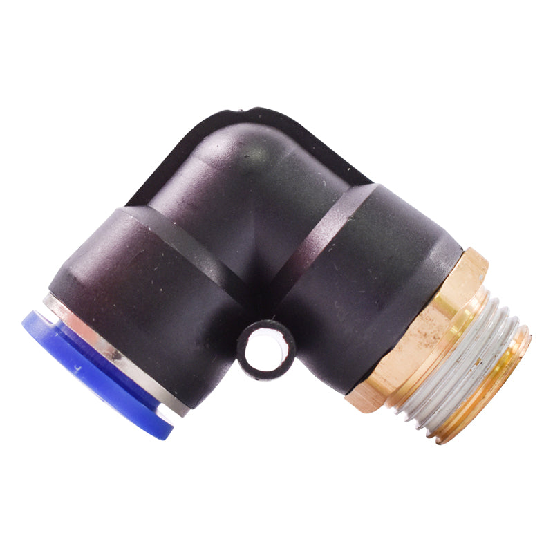 Raccordo rapido a gomito in plastica e vite in metallo fi 14 con 1/2 - immagine 3