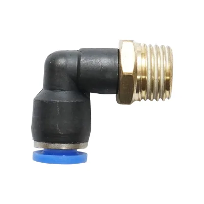 Raccordo rapido a gomito in plastica e vite in metallo fi 6 con 1/4 - immagine 2