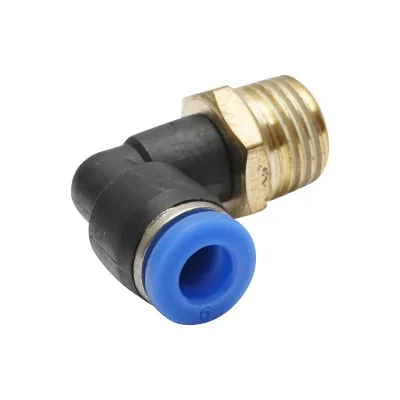 Raccordo rapido a gomito in plastica e vite in metallo fi 6 con 1/4 - immagine 3