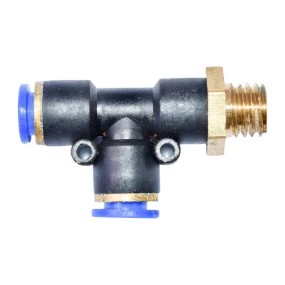 Raccordo rapido a T in plastica con connettore rapido e vite in metallo fi 8x8 con M12